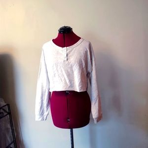 ABOUND Womens Top Grey Light Heather Size Small Crop Raw Hem